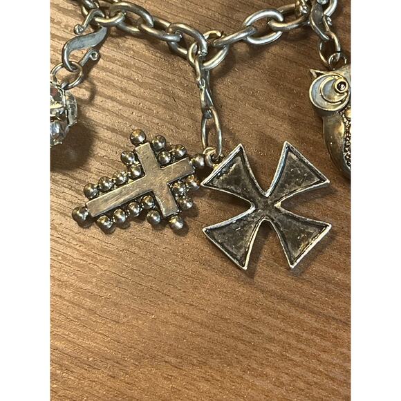 Vintage-Inspired Mixed Metal Charm Bracelet Gothic & Boho Aesthetic 7” Length - Picture 4 of 10